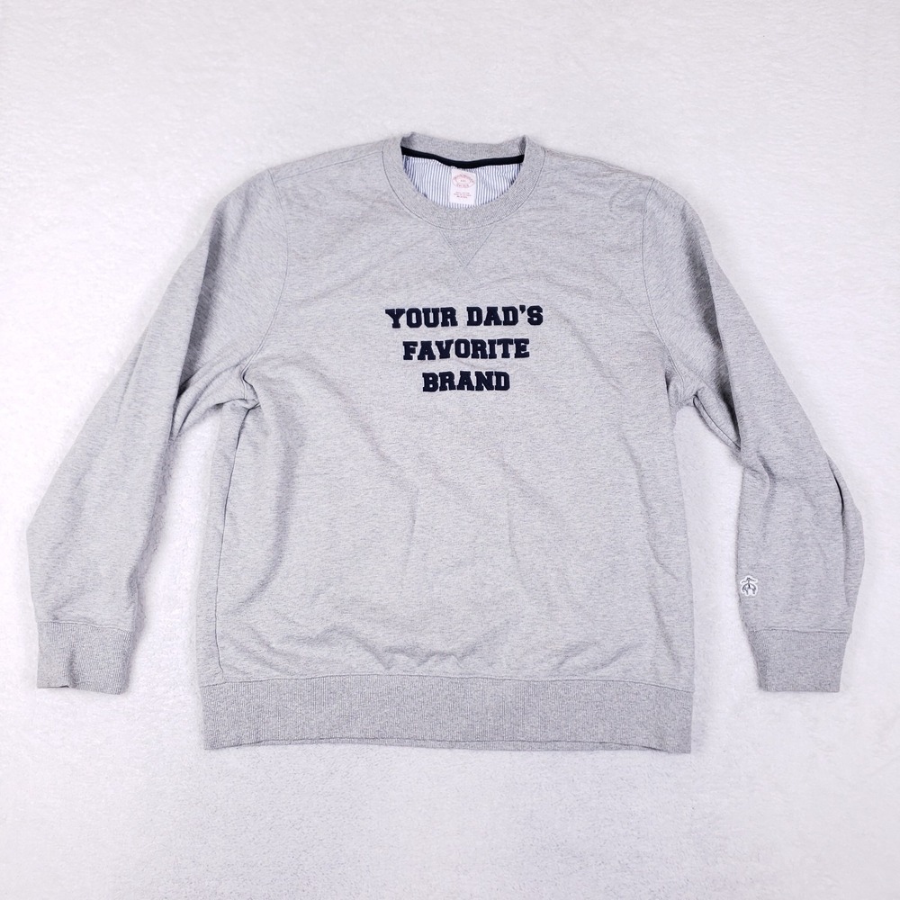 Brooks Brothers Gray Crewneck Sweatshirt with Navy Text
